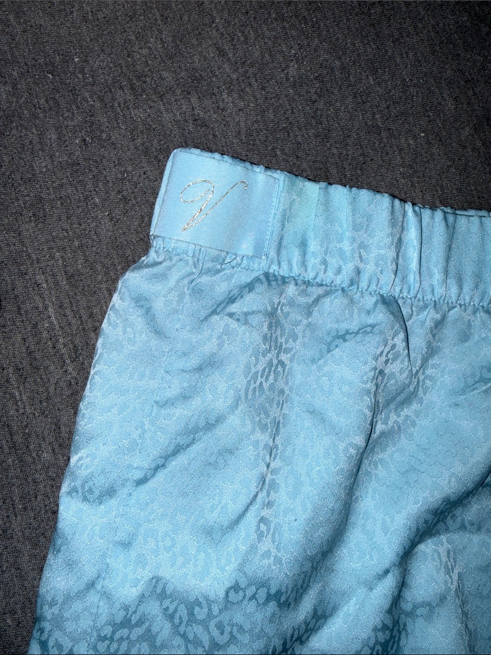 Victoria's Secret Light Blue Satin Pajama Shorts with Jacquard